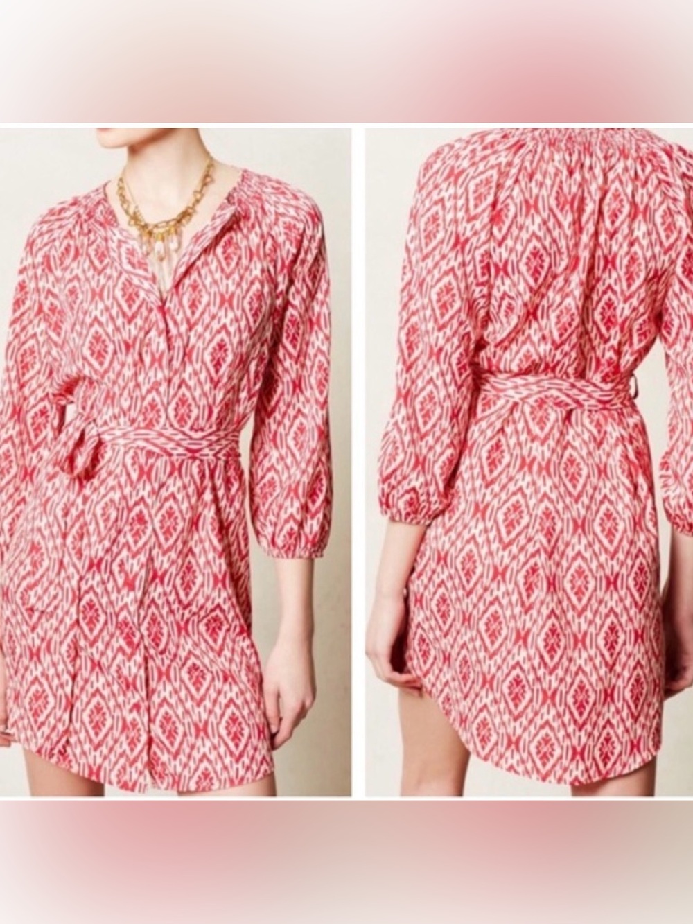 Maeve for Anthropologie Ikat Frequencies Shirt Dress EUC